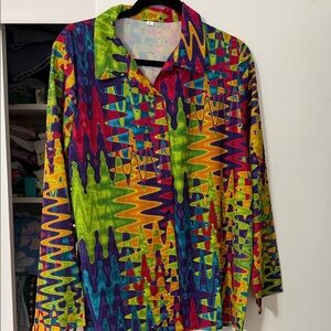 Vibrant Multicolor Abstract Button-Up Shirt